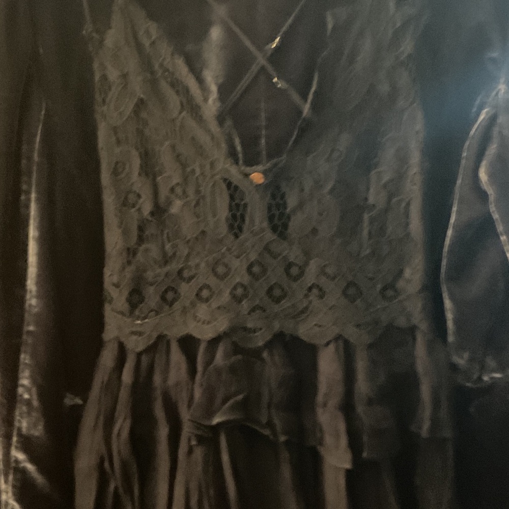 Free People Black Lace Backless Dress